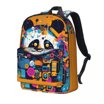 Рюкзак с пандой, красочные спортивные рюкзаки с граффити для мальчиков и девочек из полиэстера, прочные милые школьные сумки, рюкзак
