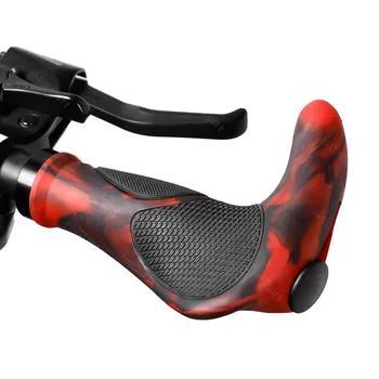 Велосипедная рукоятка TPR Со встроенным резиновым рожком, рукоятка MTB, Манжеты с двусторонним замком, Противоударные Рукоятки для горных велосипедов, Аксессуары для велоспорта