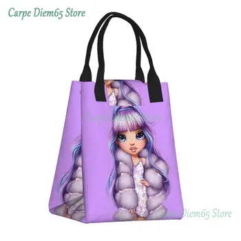 Изготовленная на заказ сумка для ланча Rainbow High Violet, женская Теплая сумка-холодильник, изолированный ланч-бокс для детей, школьные Рабочие сумки для пикника, сумки для еды