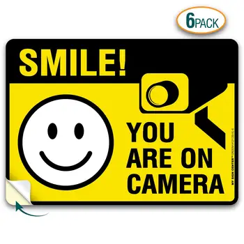Наклейка x6 Smile You're on Camera, 4-миллиметровая самоклеящаяся виниловая наклейка премиум-класса для внутреннего и наружного использования