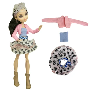 Официальный NK 1 комплект одежды для куклы Toy house: розовая вязаная куртка + топ + юбка Для куклы Monstering High DIY для ежедневного украшения