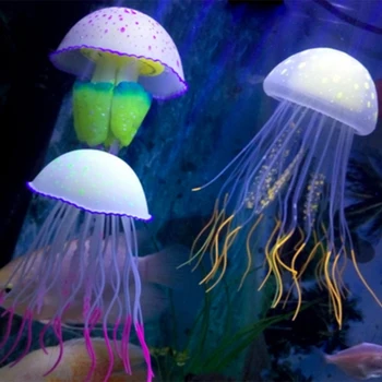 12ШТ Силиконовая имитация медузы оптом Силиконовые флуоресцентные светящиеся плавающие рыбки для украшения аквариума