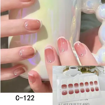 Французские наклейки для лака для ногтей с белой стороной, 14 полосок клейкой полуотвержденной пасты для ногтей, 3D Маникюр Для женщин, слайдеры с наклейками