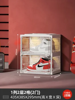 Двухслойная Люминесцентная коробка для баскетбольной обуви, Прозрачная витрина с фигурками, активируемая звуком, Складной Пылезащитный шкафчик для хранения