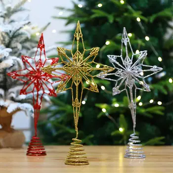 Украшение Рождественской елки звездой, 3d звездный орнамент, сверкающая 3d звезда на верхушке Рождественской елки, яркий цветной дизайн с отверстиями для праздников