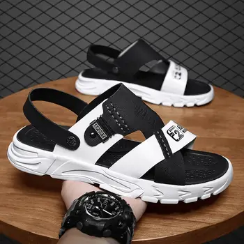 Уличные тапочки, Новые спортивные мужские сандалии для отдыха двойного назначения, сандалии для вождения с мягкой подошвой, водонепроницаемые слайды для мужчин