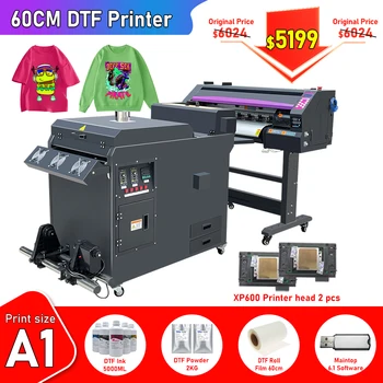 60 см DTF Принтер С Порошковой Встряхивающей Машиной Для Epson XP600 I3200 Печатающая головка A1 dtf принтер Промышленная Печатная машина DTF