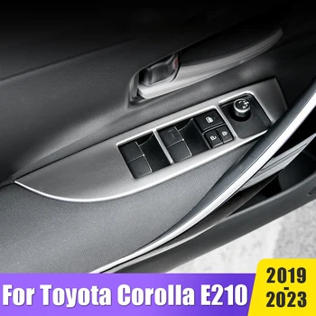 Наклейки С Отделкой Рамки Кнопки Подъема Оконных Стекол Автомобиля Из Нержавеющей Стали Для Toyota Corolla E210 2019-2021 2022 2023 Hybrid