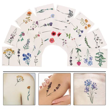 8 Листов Наклеек с татуировками на теле, накладные татуировки на руках, наклейки с цветочными татуировками для взрослых