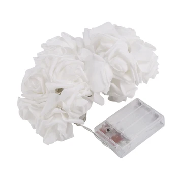 20 светодиодных гирлянд с розами на батарейках для украшений на День Святого Валентина без батареи теплого белого цвета