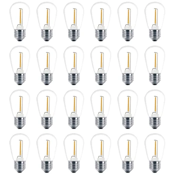 24 сменных лампочки 3V LED S14, небьющиеся уличные гирлянды на солнечной батарее, теплый белый