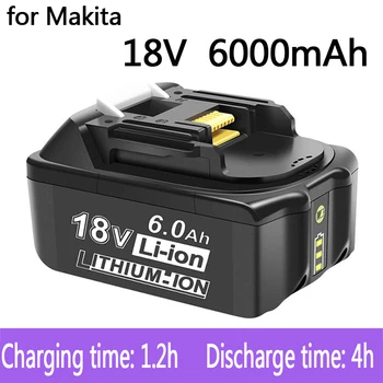 100% Оригинальная Аккумуляторная Батарея Электроинструмента Makita 18V 6.0Ah 18V Makita со светодиодной Литий-ионной заменой LXT BL1860B BL1860 BL1850