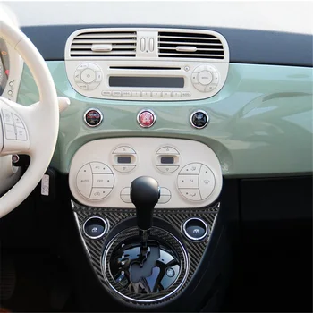 3шт Объемной отделки рамы переключения передач для Fiat 500 2012-15, Молдинги из черного углеродного волокна, Роскошные обновления декора