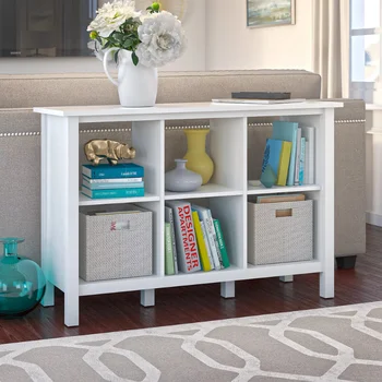 Книжный шкаф Bush Furniture Broadview объемом 6 кубов, чисто-белый, книжная полка, мебель для дома, мебель для гостиной