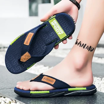 2023 Летние вьетнамки, мужские пляжные сандалии, нескользящие дышащие повседневные мужские пляжные тапочки, уличные, большой размер 45