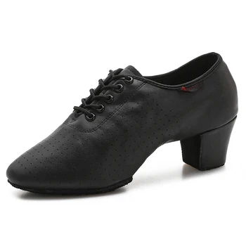 Женская обувь для латиноамериканских танцев из натуральной кожи, обувь для джазовых танцев для взрослых, обувь для бальных танцев Сальсы, Женская черная обувь для обучения современным танцам Танго