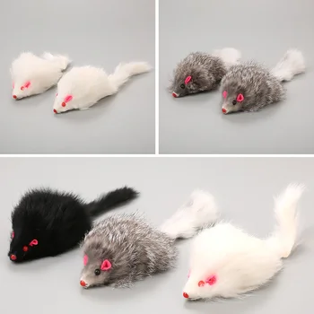 Креативные скрипучие игрушки для кошек, собак, имитация длинношерстного хвоста накладной мыши из кроличьего меха, Забавные интерактивные принадлежности для домашних животных