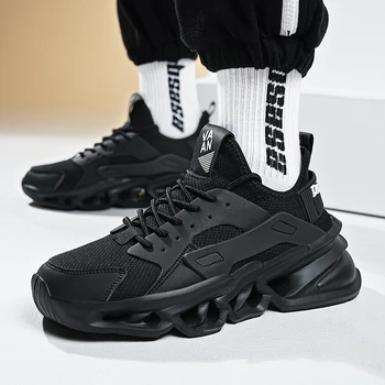 Спортивная мужская обувь для бега, дышащие мужские кроссовки с воздушной сеткой, Новая повседневная черная обувь с амортизацией, легкие Zapatillas De Deporte