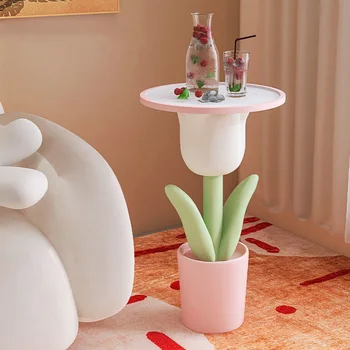 Приставной столик для хранения в форме тюльпана в скандинавском стиле, Диван Сбоку, Журнальный столик в спальне, Прикроватный угловой столик Home Decor
