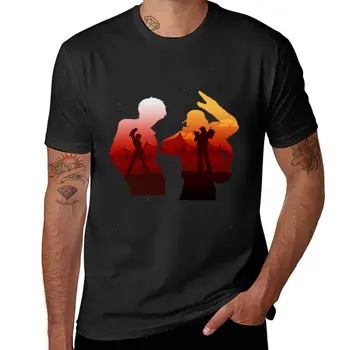 Новая футболка с силуэтом персонажей KOF, черная футболка с графикой, футболки с кошками, забавные футболки для мужчин