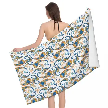 Пляжные полотенца с рисунком Пейсли, полотенца для бассейна, пляжные полотенца из микрофибры без крупного песка, быстросохнущие легкие банные полотенца для купания