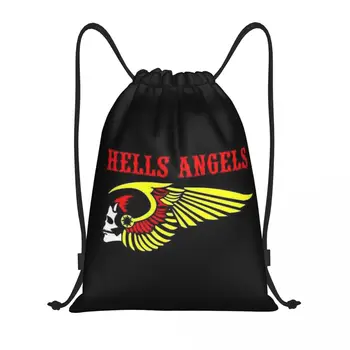 Рюкзак с логотипом Hells Angels World на шнурке Для женщин и мужчин, Спортивный рюкзак для спортзала, Складная Сумка для тренировок на мотоцикле, Сумка