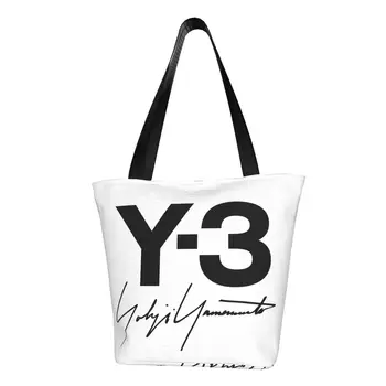 Сумки для покупок с модным принтом Yohji Yamamoto, прочная холщовая сумка для покупок через плечо