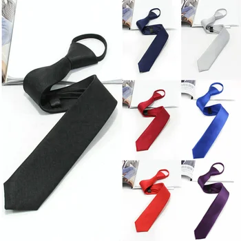 Мужской официальный галстук, Однотонный узкий галстук 1,97 дюйма, регулируемый для свадьбы, делового мероприятия.