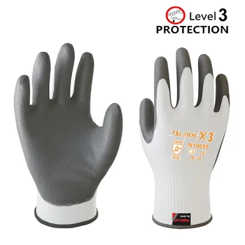 3 пары белых рабочих перчаток, устойчивых к порезам, Перчатки для работы со стеклом, Защитные перчатки HPPE Anti Cut Safety EN388 4342B