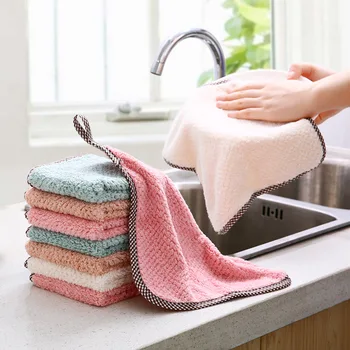 Кухонное ежедневное полотенце для мытья посуды с отверстием, впитывающая губка для мытья посуды, Кухонная тряпка, Антипригарная салфетка для чистки столов с загущенным маслом