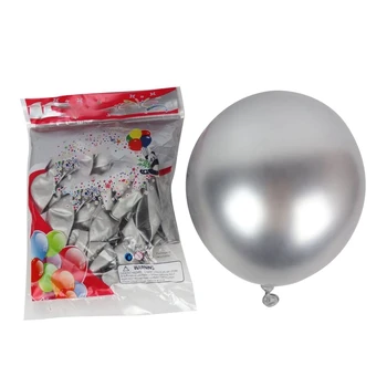 50шт 10-дюймовых металлических латексных воздушных шаров, Толстые хромированные глянцевые Металлические жемчужные шары для декора вечеринки - серебристый