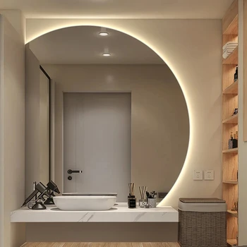 Современное Умное зеркало для ванной Комнаты Без запотевания Для макияжа Сенсорное Зеркало для ванной комнаты Странной Формы Европейский Espejo Inteligente Товары для помещений