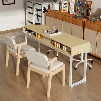 Маникюрные столики из массива дерева в японском стиле, Современный Одноместный Двойной маникюрный стол, туалетный столик, цветной Маникюрный стол и набор стульев U