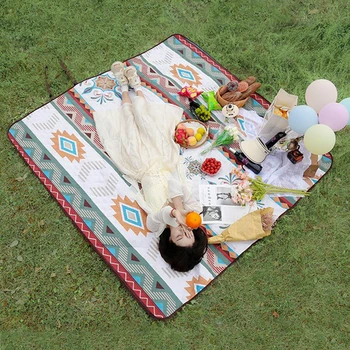 Портативное Пляжное одеяло для пикника в этническом стиле, Водонепроницаемый коврик для кемпинга на открытом воздухе, складная ткань Оксфорд 210D для путешествий по пляжу и парку