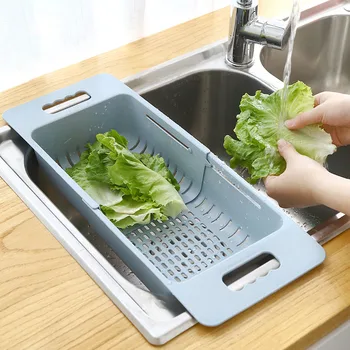 Регулируемое Сливное устройство для посуды Сливная корзина для раковины Для мытья Овощей И Фруктов Пластиковая Сушилка Для кухонных принадлежностей Организатор H1235