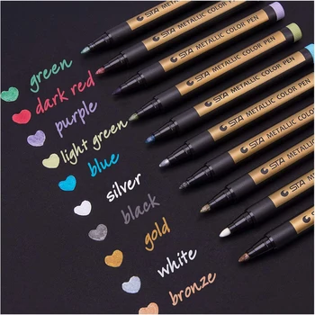 Металлическая маркерная ручка 10 цветов, наконечник 2,0 мм, металлическая ручка, художественный маркер для каллиграфии, надписи, черная бумага, наскальная живопись, маркер для рисования