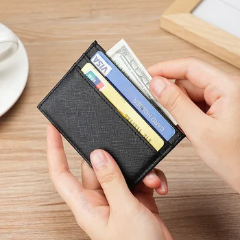 Женский кошелек-визитница из искусственной кожи, тонкий чехол для кредитных карт, модный мини-кошелек, однотонный карман для монет, сумка для денег