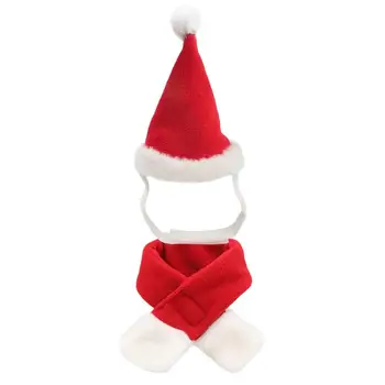 Рождественская шапка для кошек и собак с шарфом, Шапка и шарф Санта-Клауса для кошек и собак, Милый Регулируемый комплект костюмов для домашних животных, Рождественские костюмы для собак