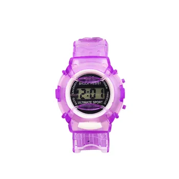 Водонепроницаемые Цифровые наручные спортивные часы для мальчиков и девочек, фиолетовые Наручные часы для мальчиков и девочек-подростков, Унисекс, Цветной Светящийся циферблат
