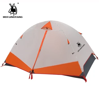 Двухслойная алюминиевая палатка HLY 2Persons, защищенная от ветра и дождя, профессиональный кемпинг на открытом воздухе, портативный поход в горы