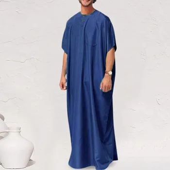 Мусульманские Мужчины Джубба Тобес Дубай Кафтан Абайя Халаты Рамадан Исламская Одежда Арабский Саудовская Аравия Пуловер Свободная Мусульманская Мужская Одежда