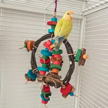 Игрушка для упражнений для попугаев Прочные Деревянные игрушки для птиц для попугаев Забавные Жевательные игрушки для снятия Скуки Улучшают Клетку для попугаев