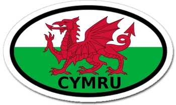 Для Уэльса Cymru с надписью на валлийском языке и флагом Овальная наклейка на бампер автомобиля