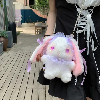 Женская милая сумка-мессенджер с кроликом в стиле Лолиты в японском стиле JK, милая кукольная плюшевая сумка в виде сердечка для девочки