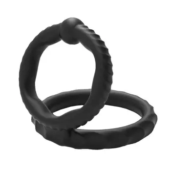 Силиконовое двойное кольцо для пениса Премиум-класса, эластичное, удлиняющее, твердое, усиливающее эрекцию, секс-игрушка для мужчин или пар
