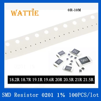 SMD резистор 0201 1% 18.2R 18.7R 19.1R 19.6R 20R 20.5R 21R 21.5R 100 шт./лот микросхемные резисторы 1/20 Вт 0.6 мм * 0.3 мм