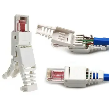 1ШТ Безинструментальный Разъем RJ45 CAT6 Ethernet-Клеммы, Кабельная Интернет-Вилка 23AWG-26AWG Установка Без Инструментов