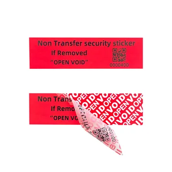 100% полная подделка при передаче очевидная гарантия безопасности этикетки недействительная наклейка Красный QR-код размером 90x25 мм, наклейка с серийным номером для печати