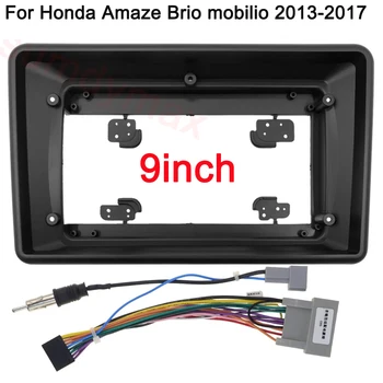 Установка автомагнитолы на 2 Din Пластиковая рамка лицевой панели для Honda Amaze BRV 2013-2017 Комплект для крепления на приборной панели с кабелем-проводом