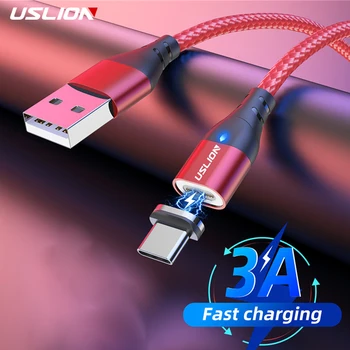 USLION Красный USB C Магнитный Кабель USB Type C Кабель Быстрой Зарядки Для Samsung S23 Магнит Type C Провод Для Передачи Данных Шнур Мобильного Телефона
